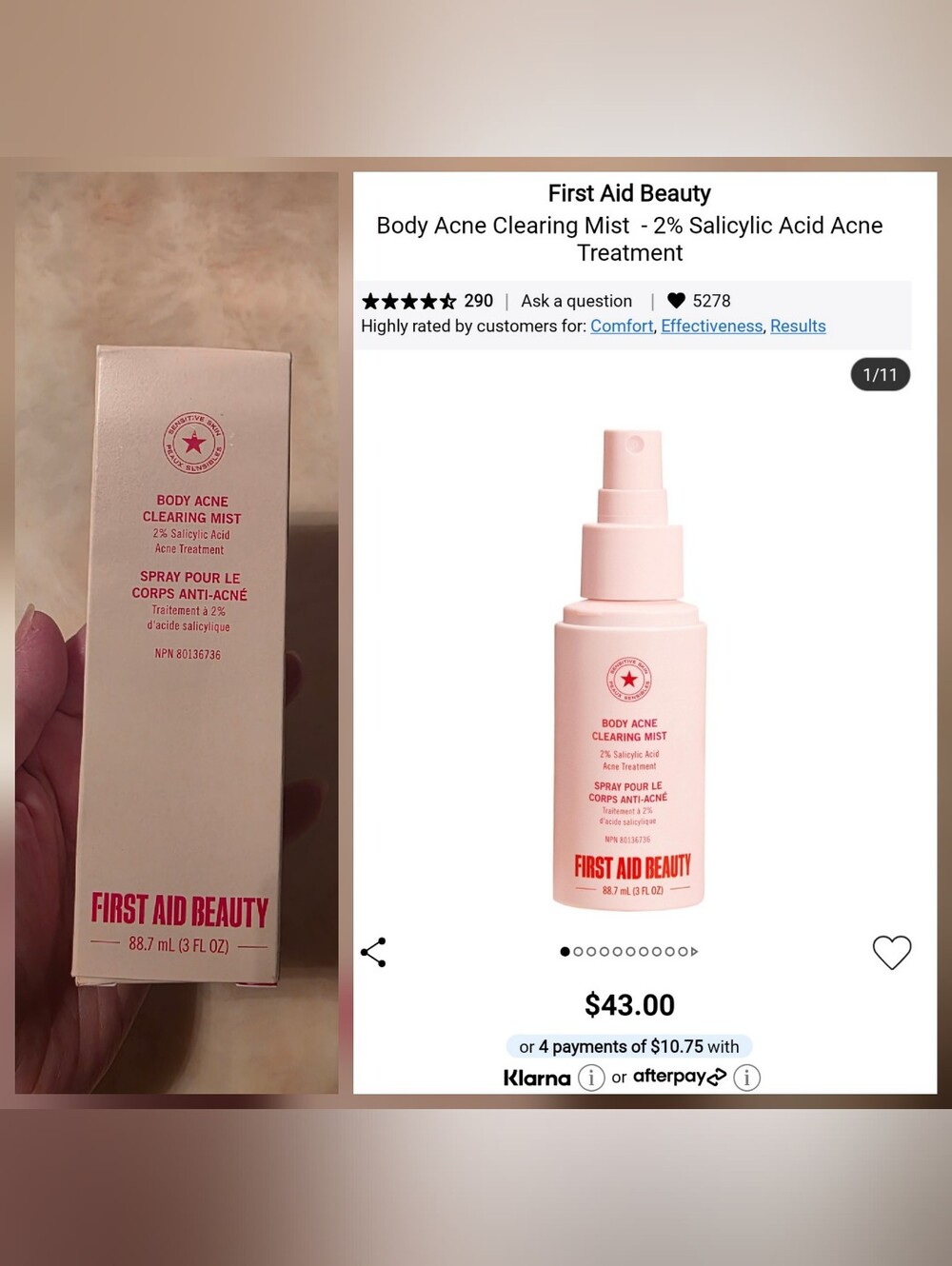 First Aid Beauty Body Acne Clearing Mist
